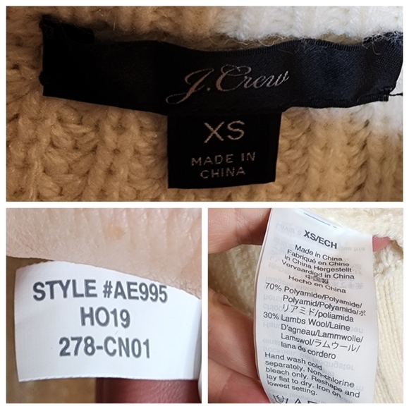 J. Crew Lambs-wool blend Cream Pom-pom cable-knit sweater. Size XS - Picture 3 of 16